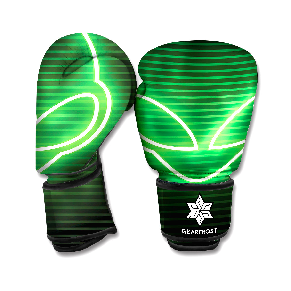 Green Light Alien Print Boxing Gloves