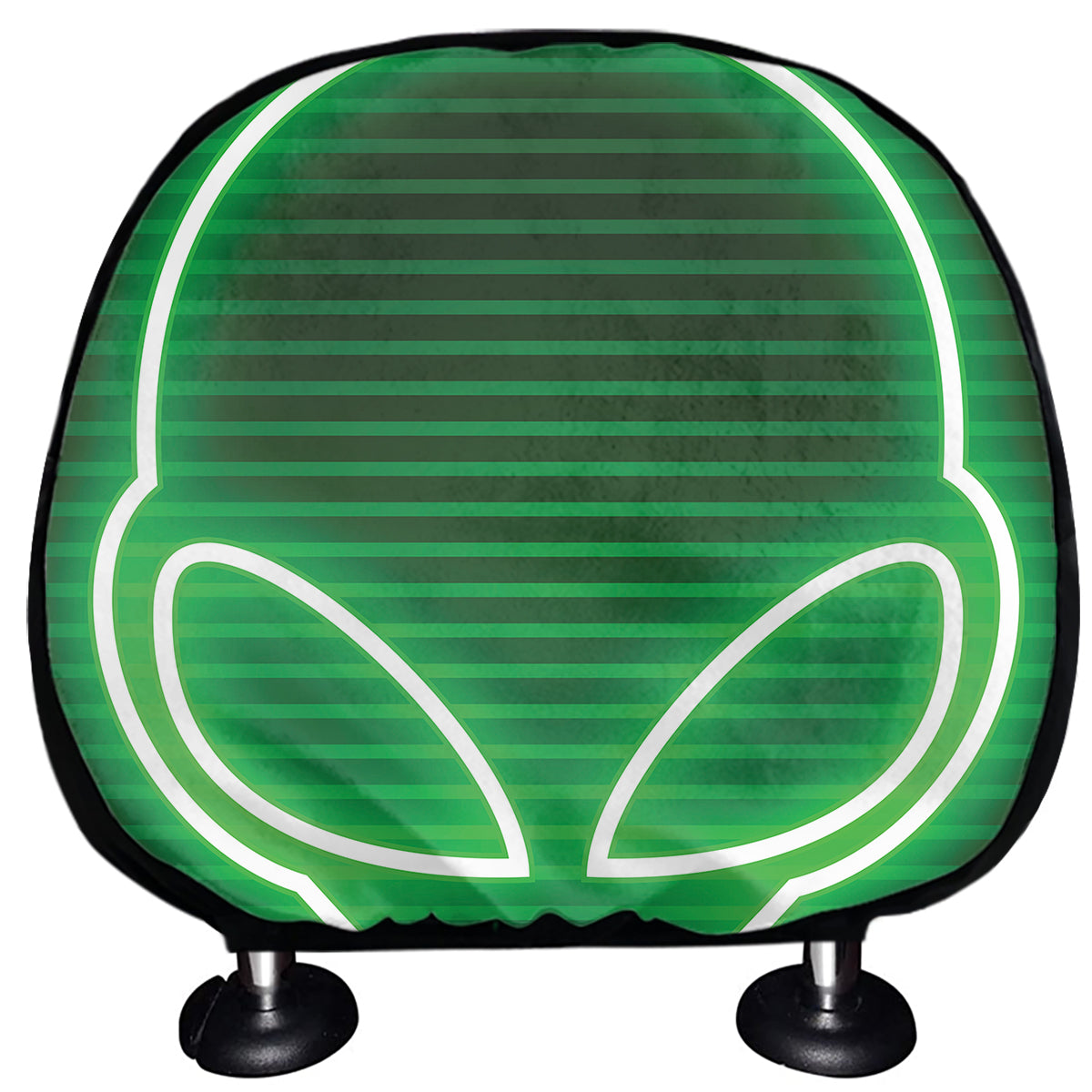 Green Light Alien Print Car Headrest Covers