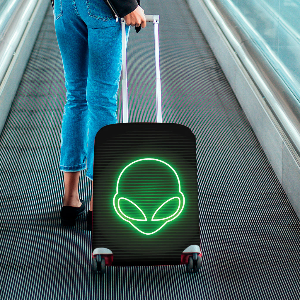 Green Light Alien Print Luggage Cover