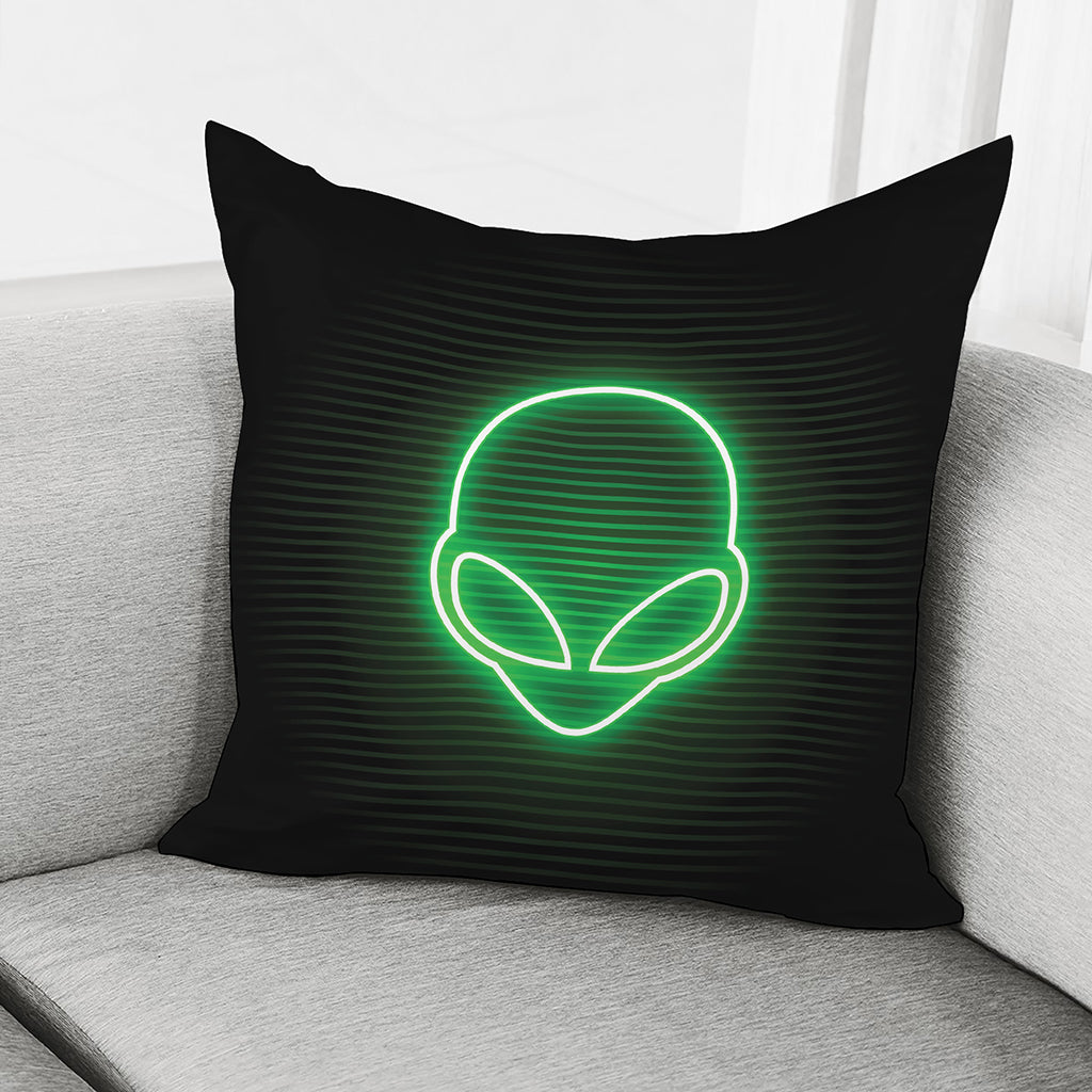 Green Light Alien Print Pillow Cover