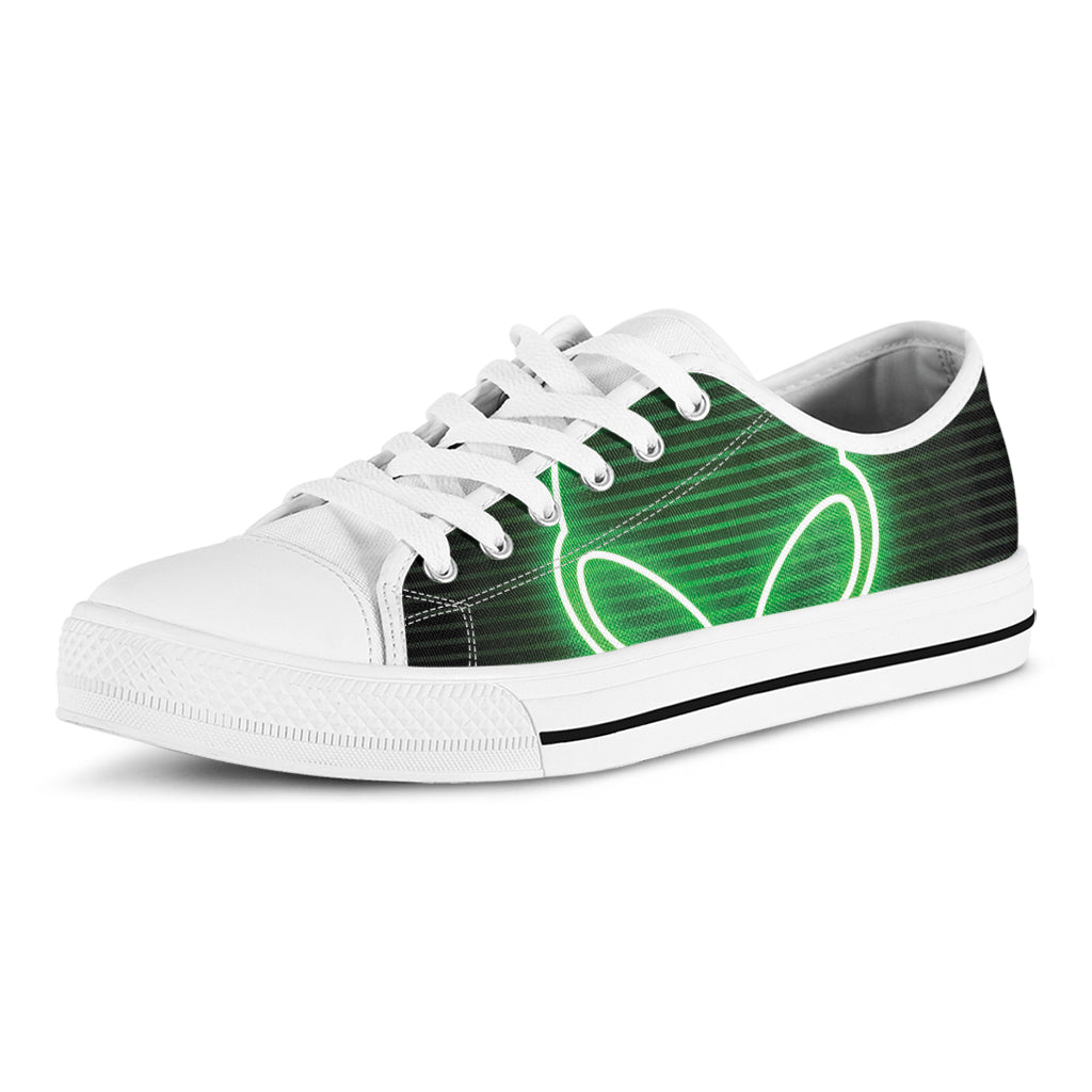 Green Light Alien Print White Low Top Shoes