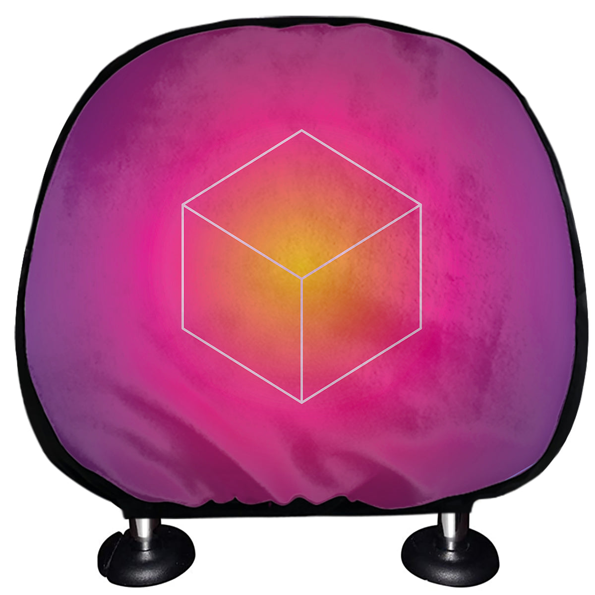 Green Light EDM Geometric Print Car Headrest Covers
