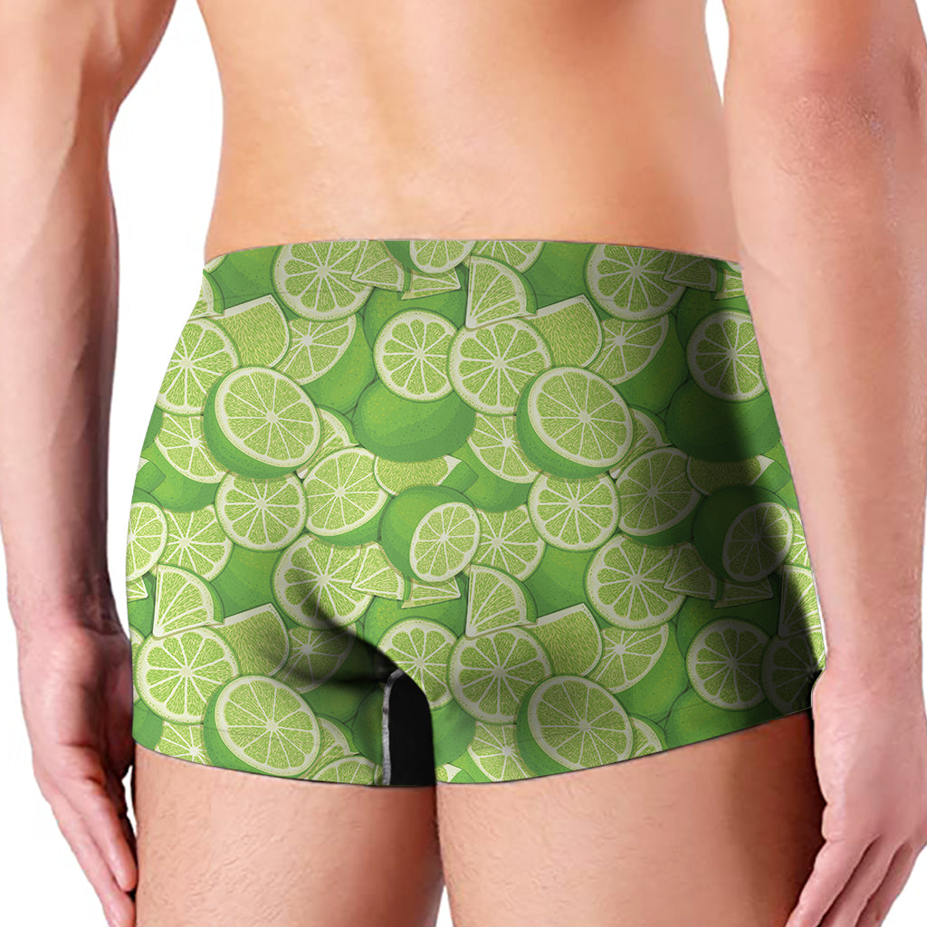 Green Lime Pattern Print Men's Boxer Briefs