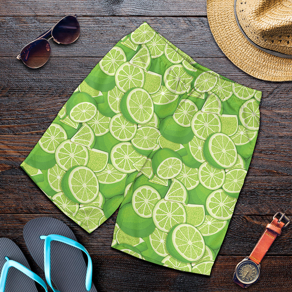 Green Lime Pattern Print Men's Shorts