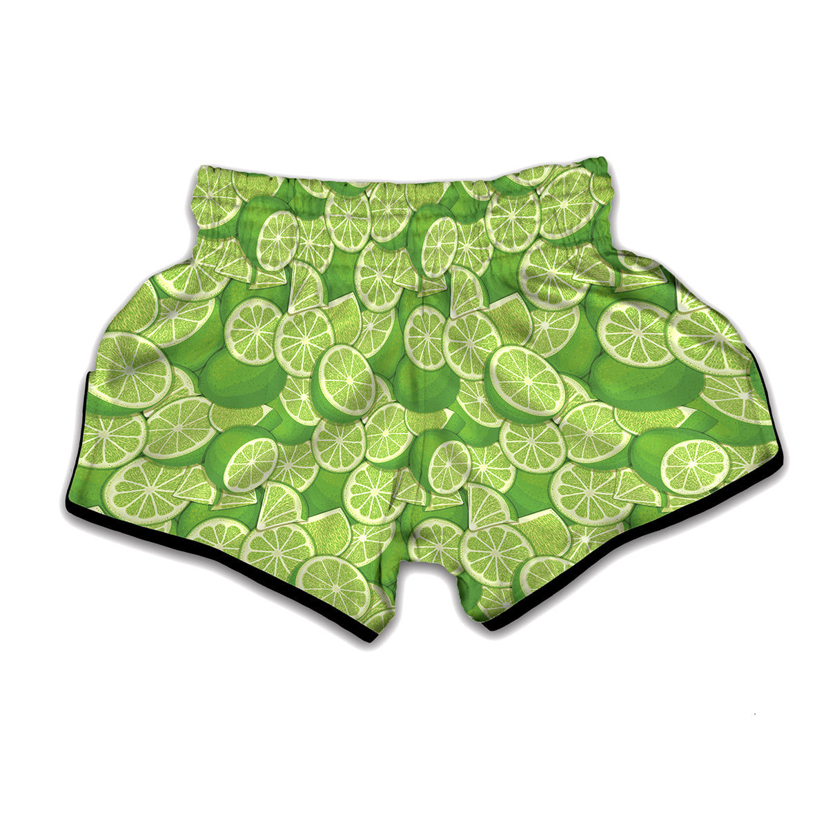 Green Lime Pattern Print Muay Thai Boxing Shorts