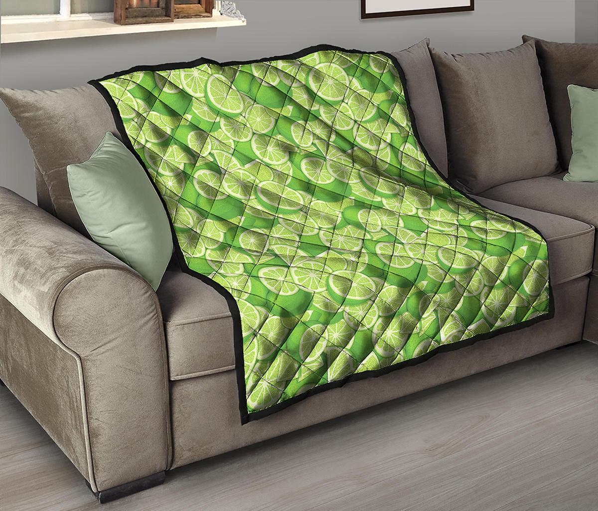 Green Lime Pattern Print Quilt
