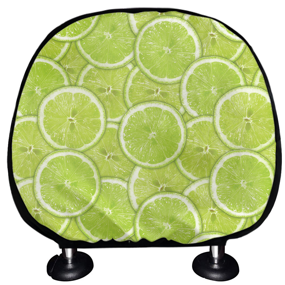 Green Lime Slices Pattern Print Car Headrest Covers