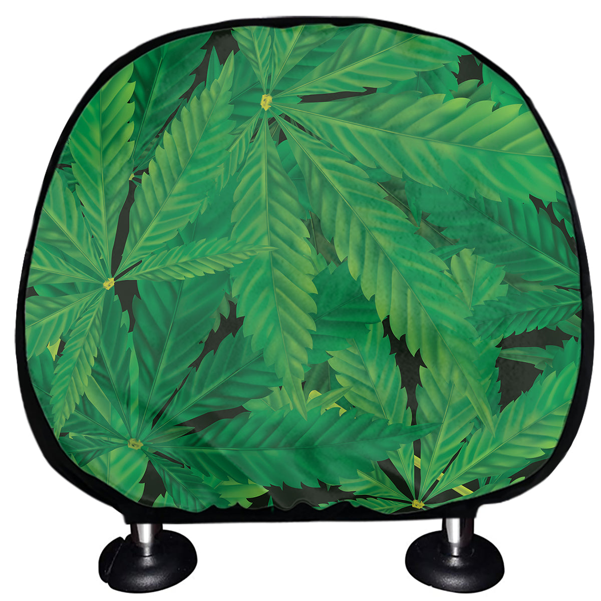 Green Marijuana Leaf Print Car Headrest Covers