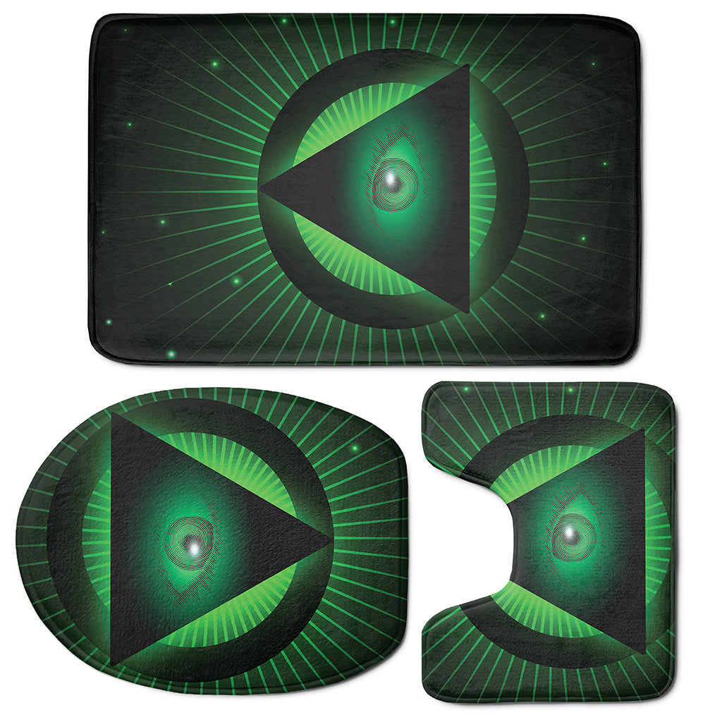 Green Masonic Eye Print 3 Piece Bath Mat Set