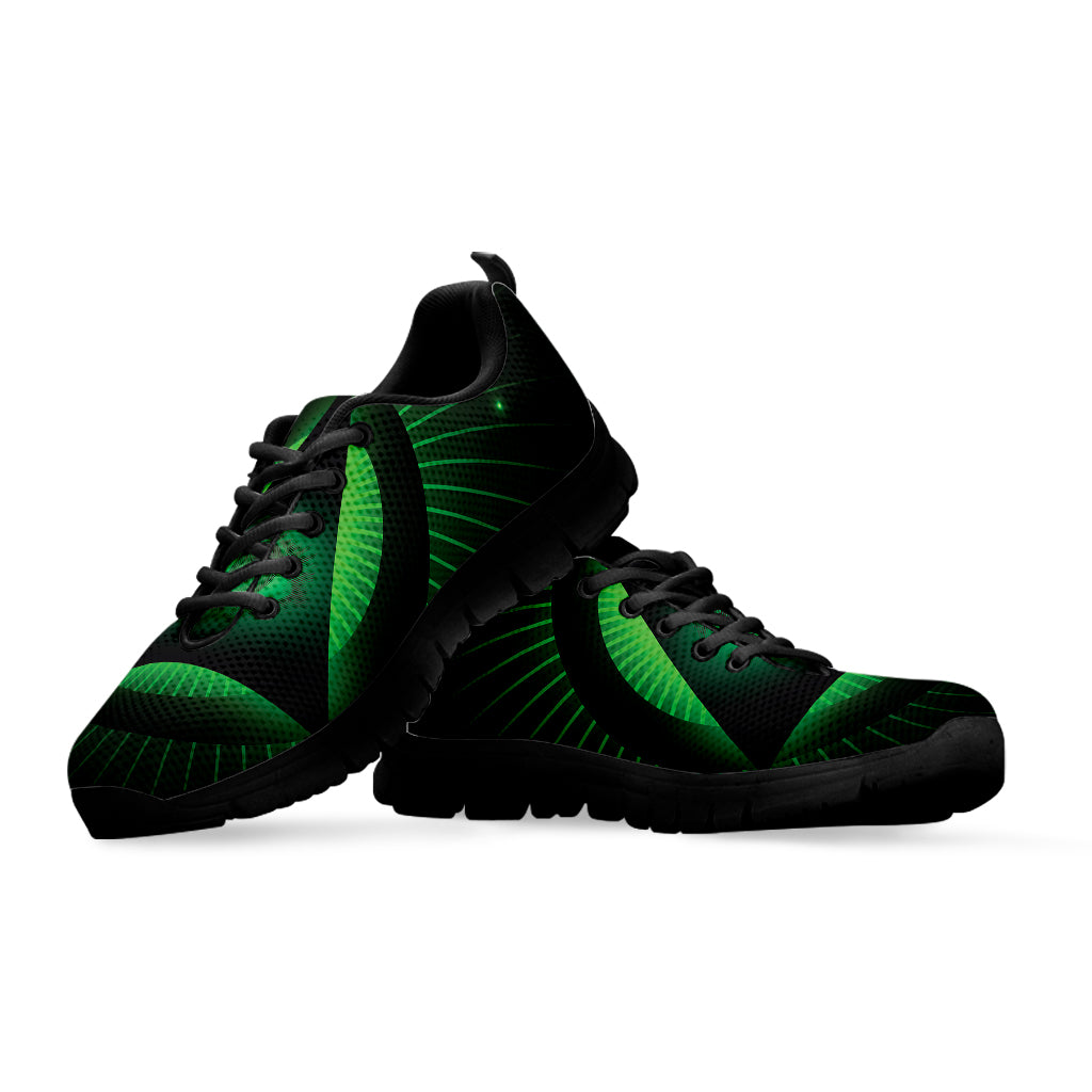 Green Masonic Eye Print Black Sneakers
