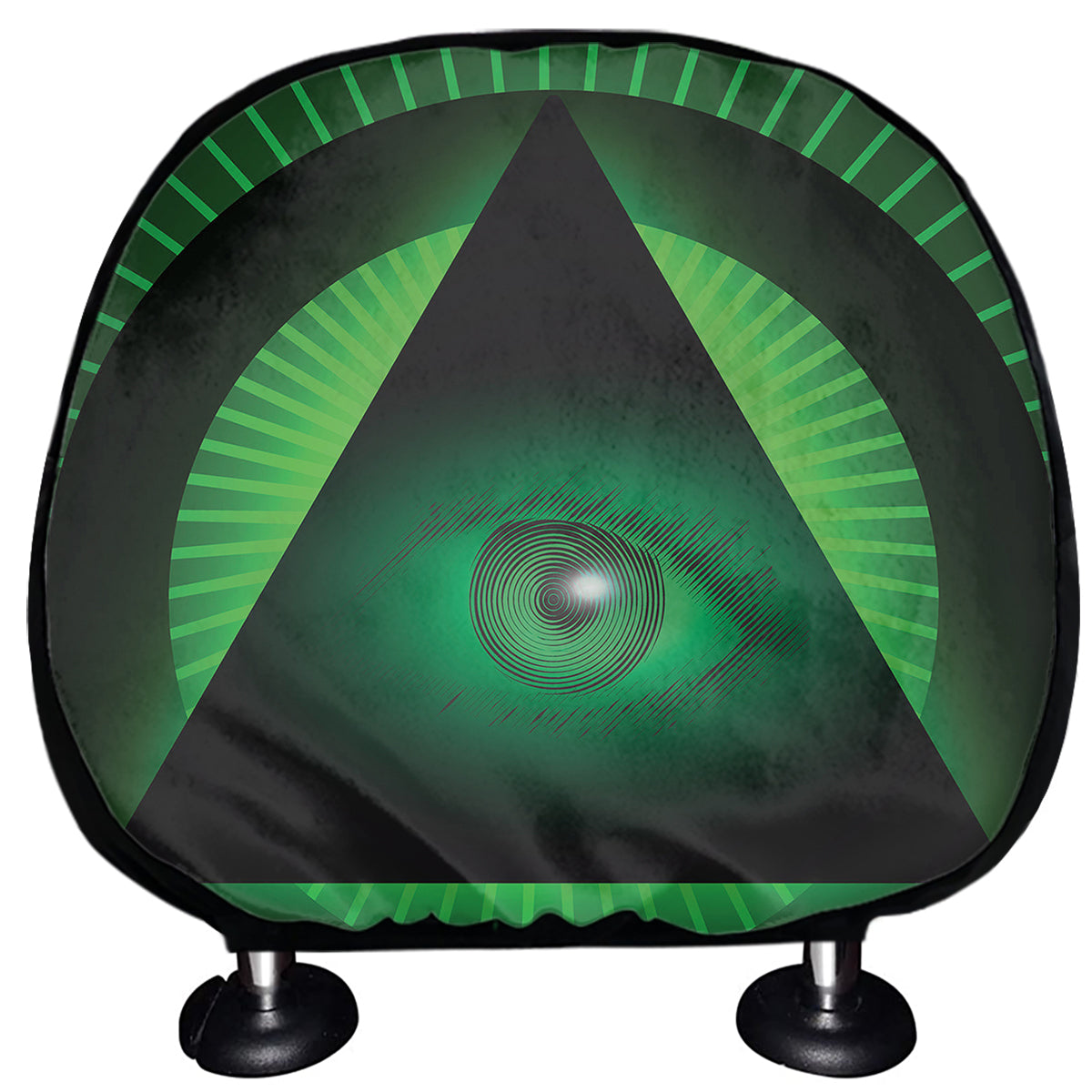 Green Masonic Eye Print Car Headrest Covers