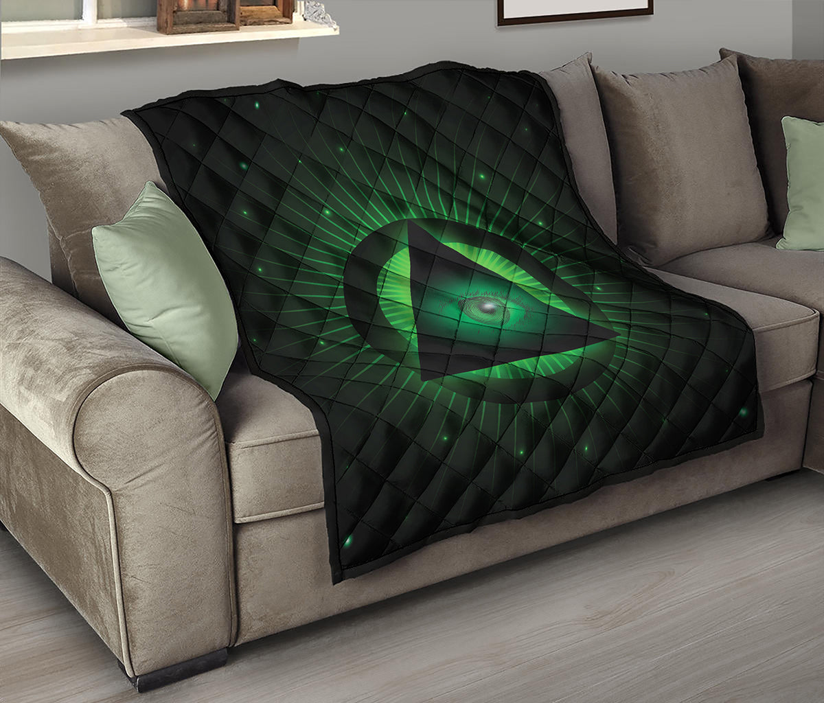 Green Masonic Eye Print Quilt