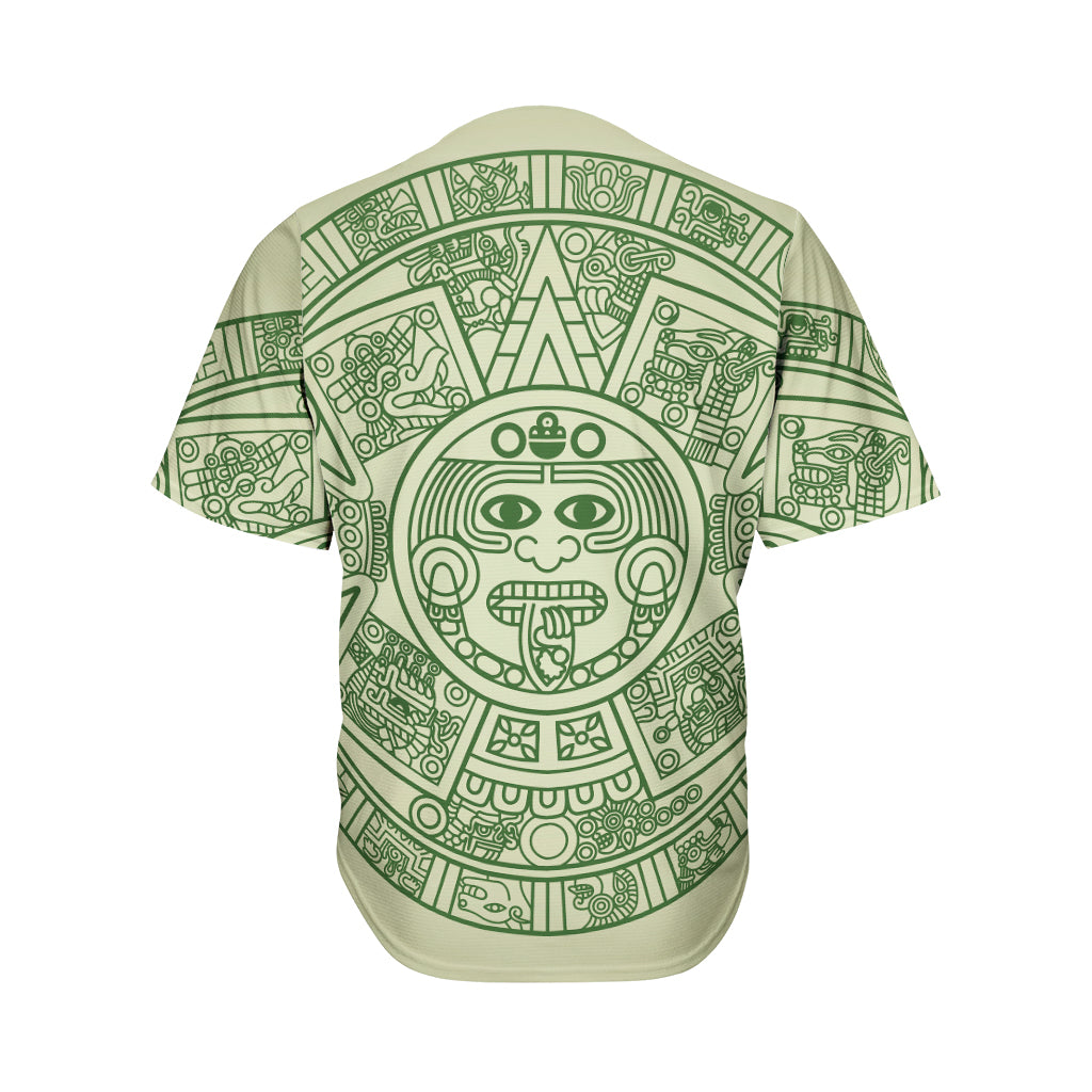 Green Maya Calendar Print Men's Baseball Jersey