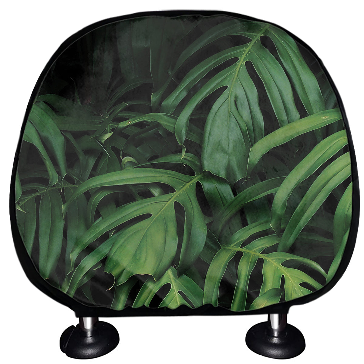 Green Monstera Leaf Print Car Headrest Covers