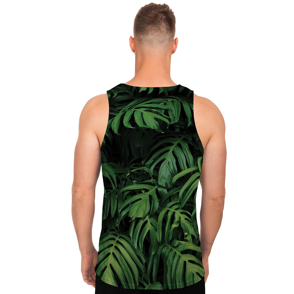 Green Monstera Leaf Print Men's Tank Top