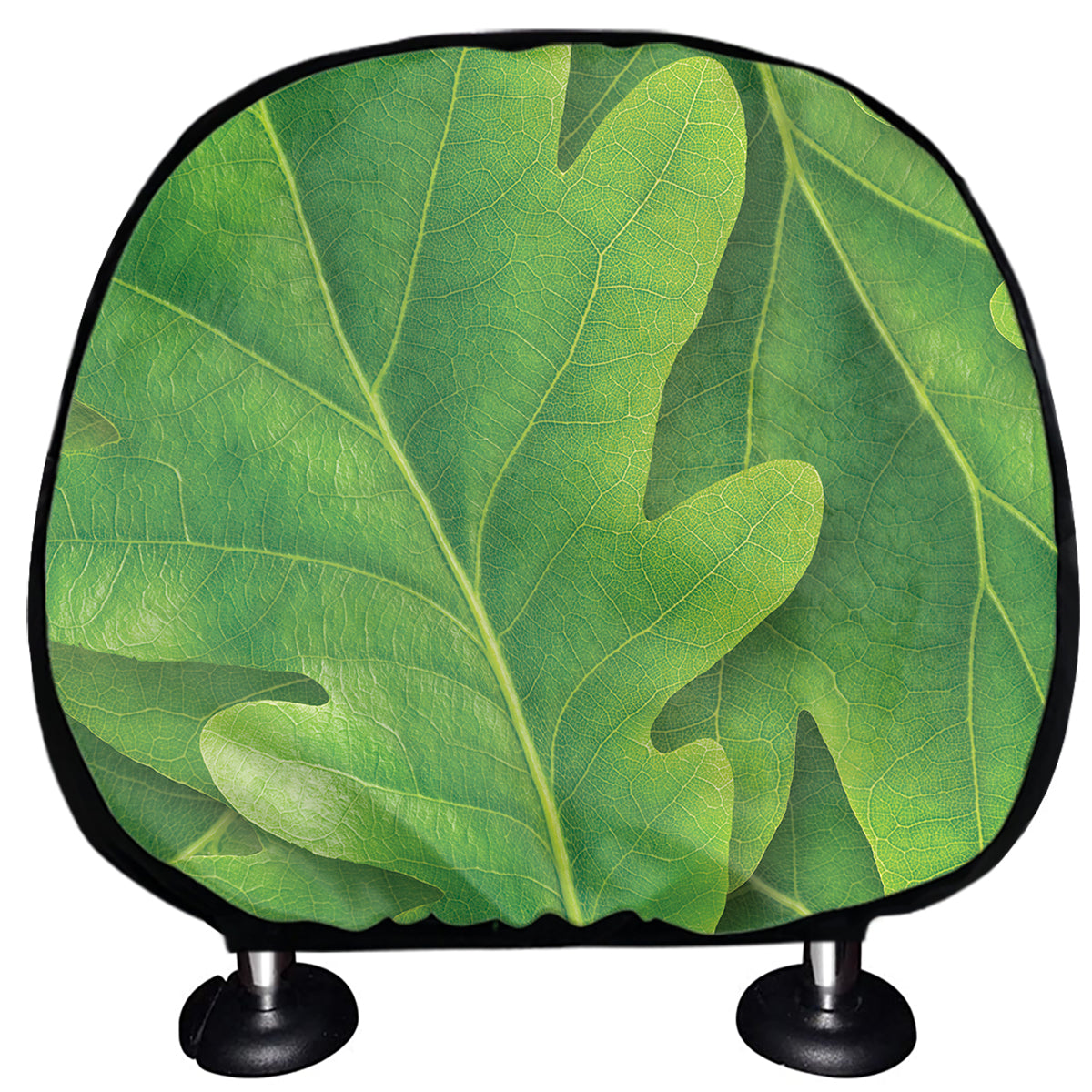Green Oak Leaf Print Car Headrest Covers