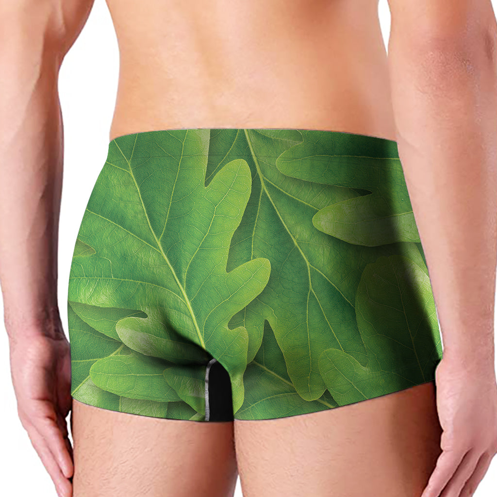 Green Oak Leaf Print Men's Boxer Briefs