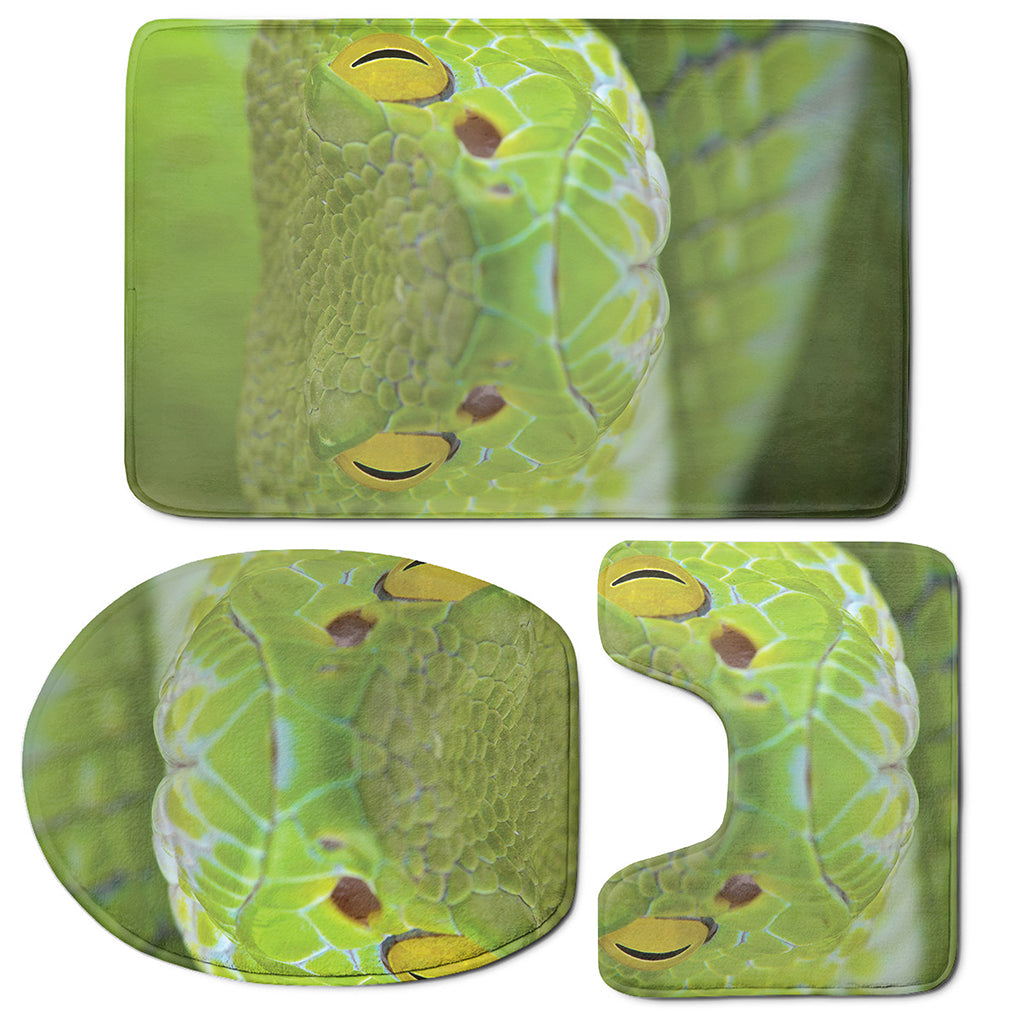 Green Pit Viper Print 3 Piece Bath Mat Set