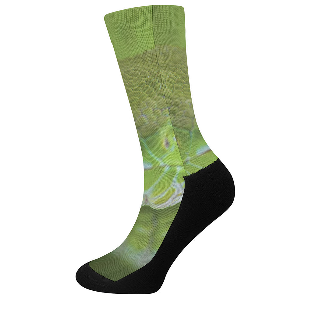 Green Pit Viper Print Crew Socks