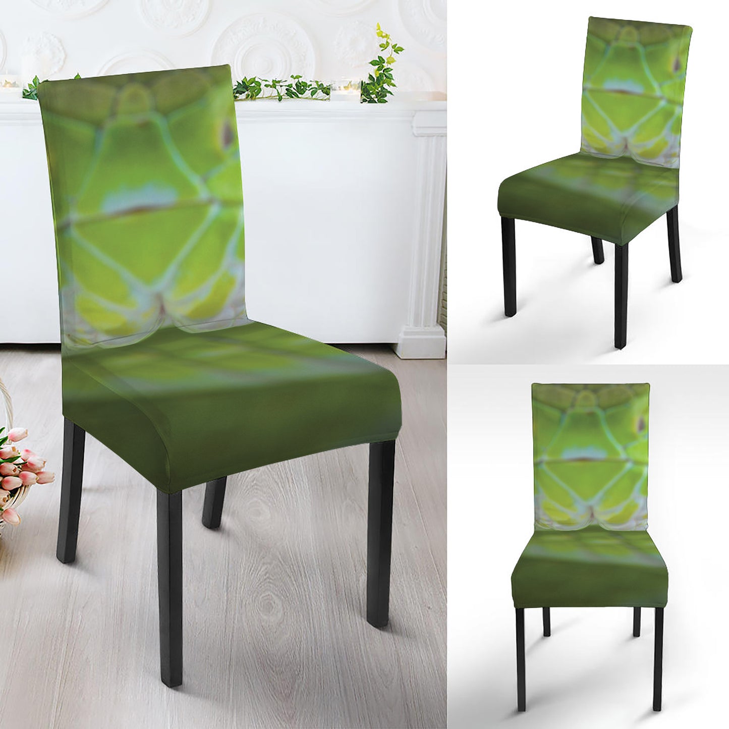 Green Pit Viper Print Dining Chair Slipcover