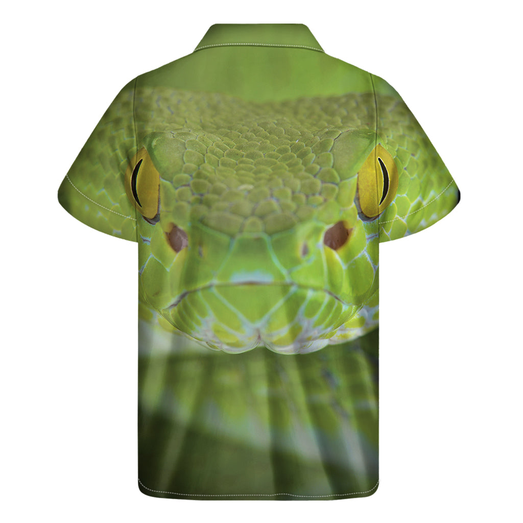 Green Pit Viper Print Men's Short Sleeve Shirt