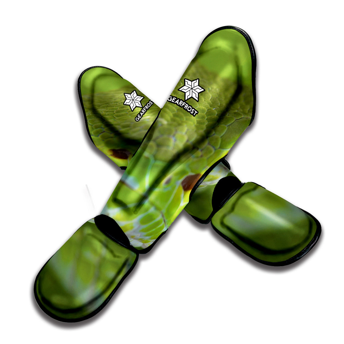 Green Pit Viper Print Muay Thai Shin Guard
