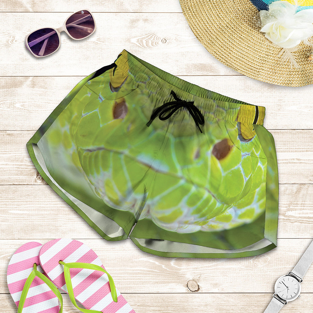 Green Pit Viper Print Women's Shorts