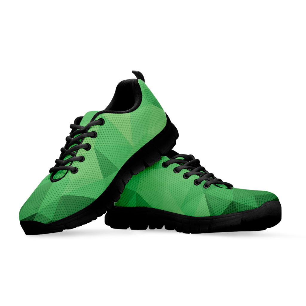 Green Polygonal Geometric Print Black Sneakers