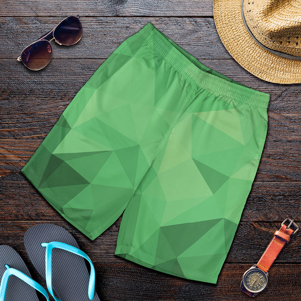 Green Polygonal Geometric Print Men's Shorts