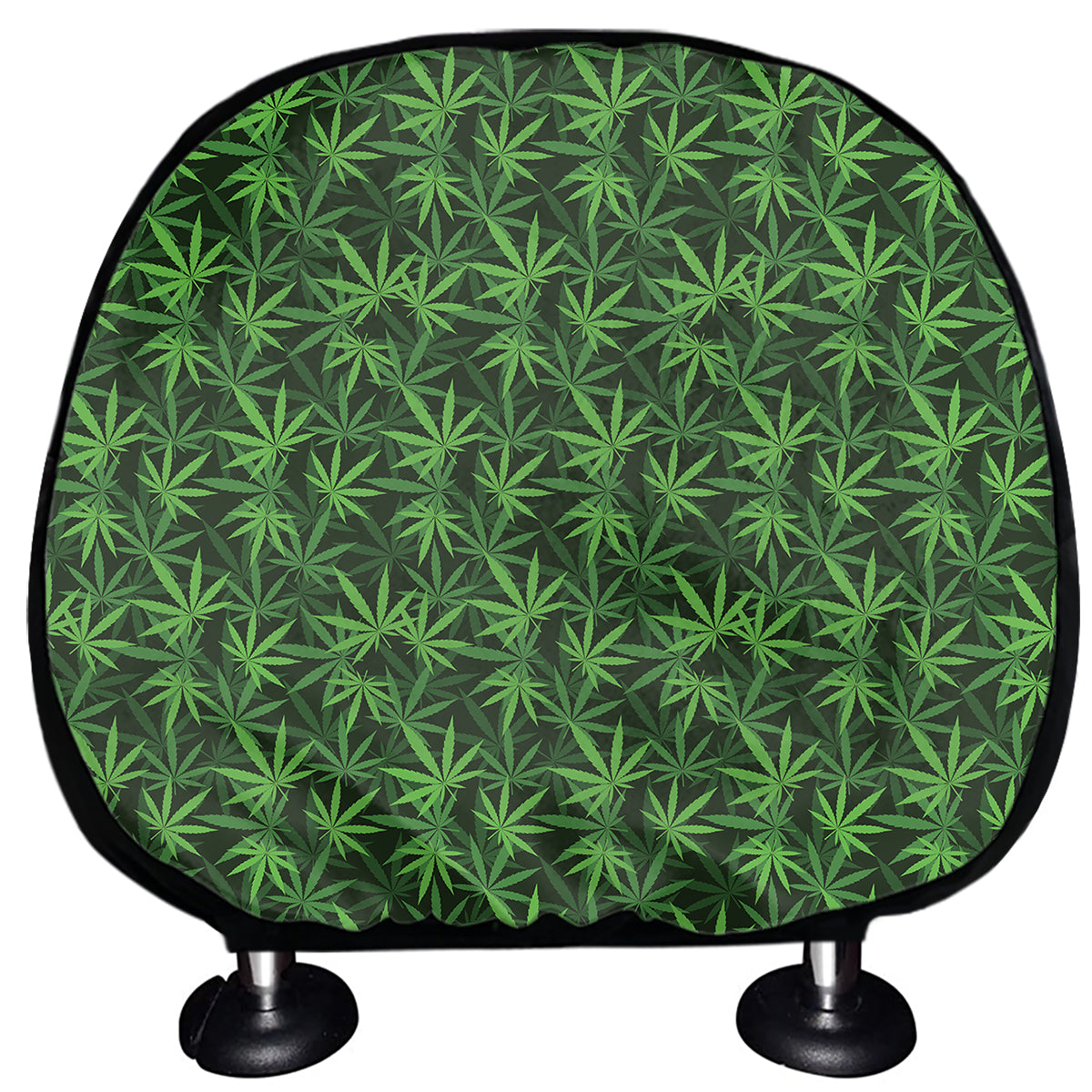 Green Pot Leaf Pattern Print Car Headrest Covers
