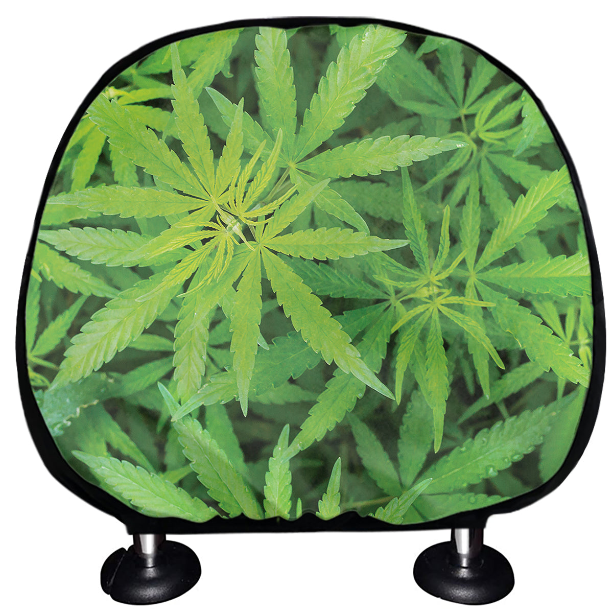 Green Pot Leaf Print Car Headrest Covers