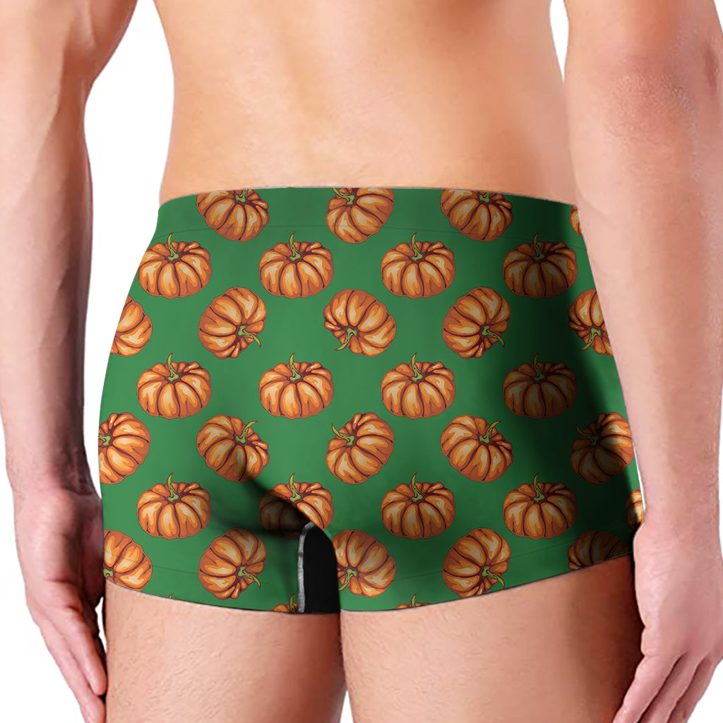 Green Pumpkin Pattern Print Men's Boxer Briefs