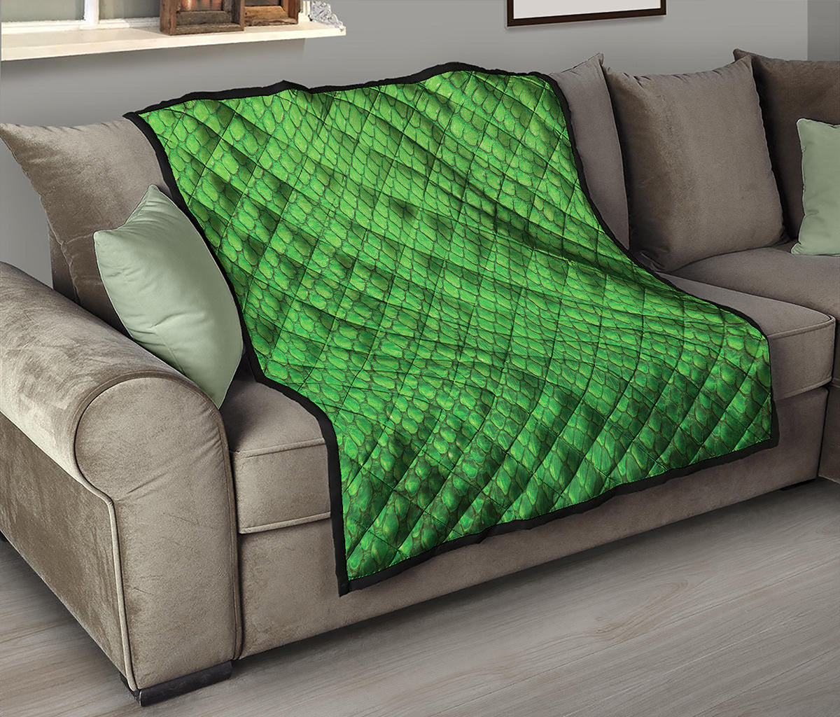 Green Python Snakeskin Print Quilt