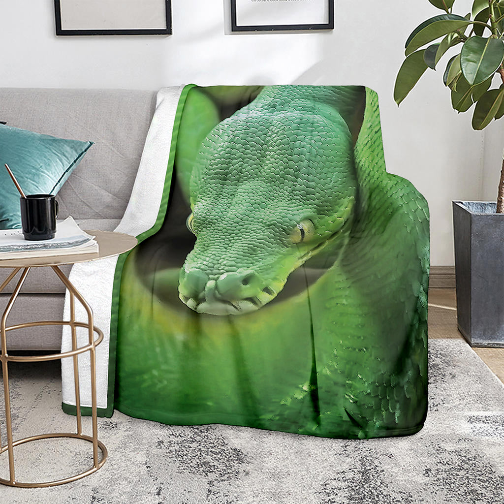Green Reticulated Python Snake Print Blanket