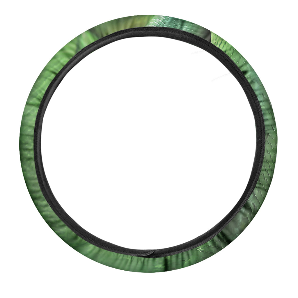 Green Reticulated Python Snake Print Car Steering Wheel Cover