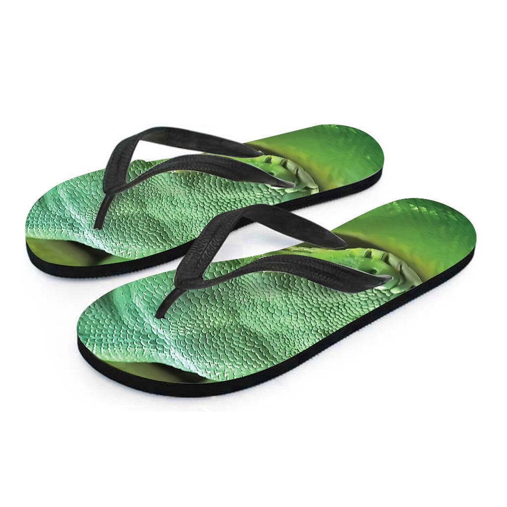 Green Reticulated Python Snake Print Flip Flops