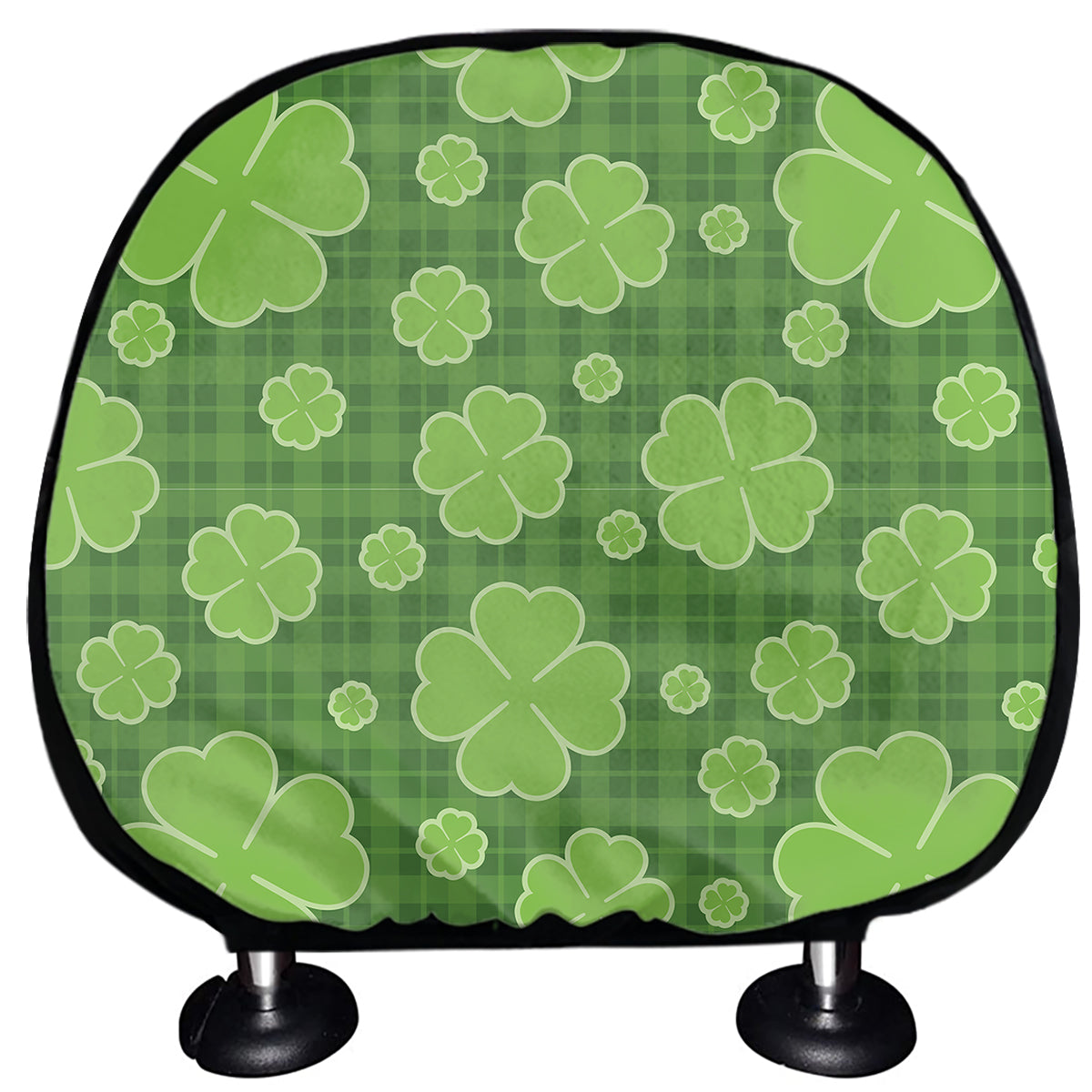 Green Shamrock Plaid Pattern Print Car Headrest Covers