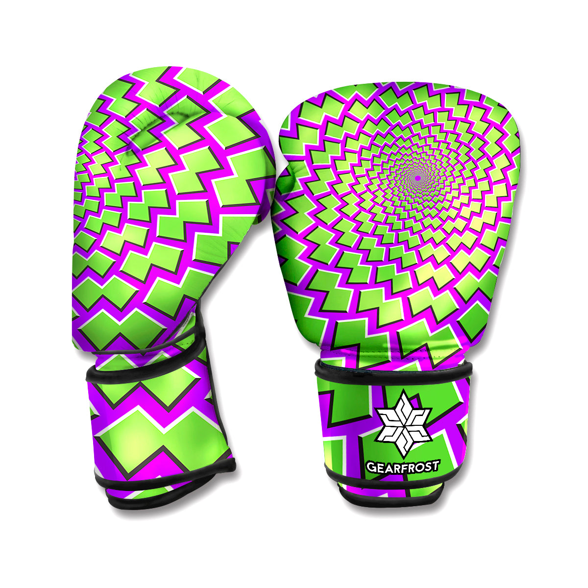 Green Shapes Moving Optical Illusion Boxing Gloves