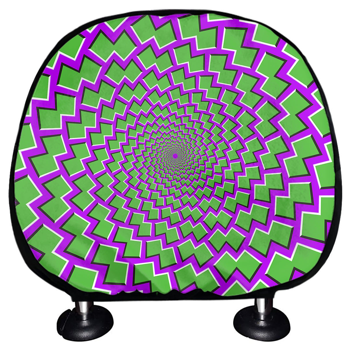 Green Shapes Moving Optical Illusion Car Headrest Covers