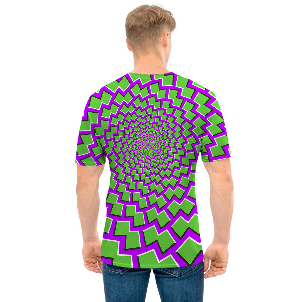 Green Shapes Moving Optical Illusion Men's T-Shirt