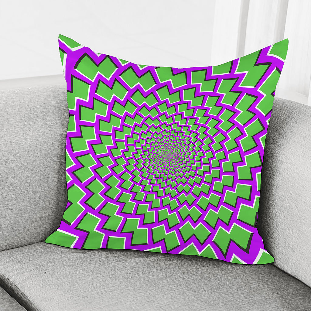 Green Shapes Moving Optical Illusion Pillow Cover