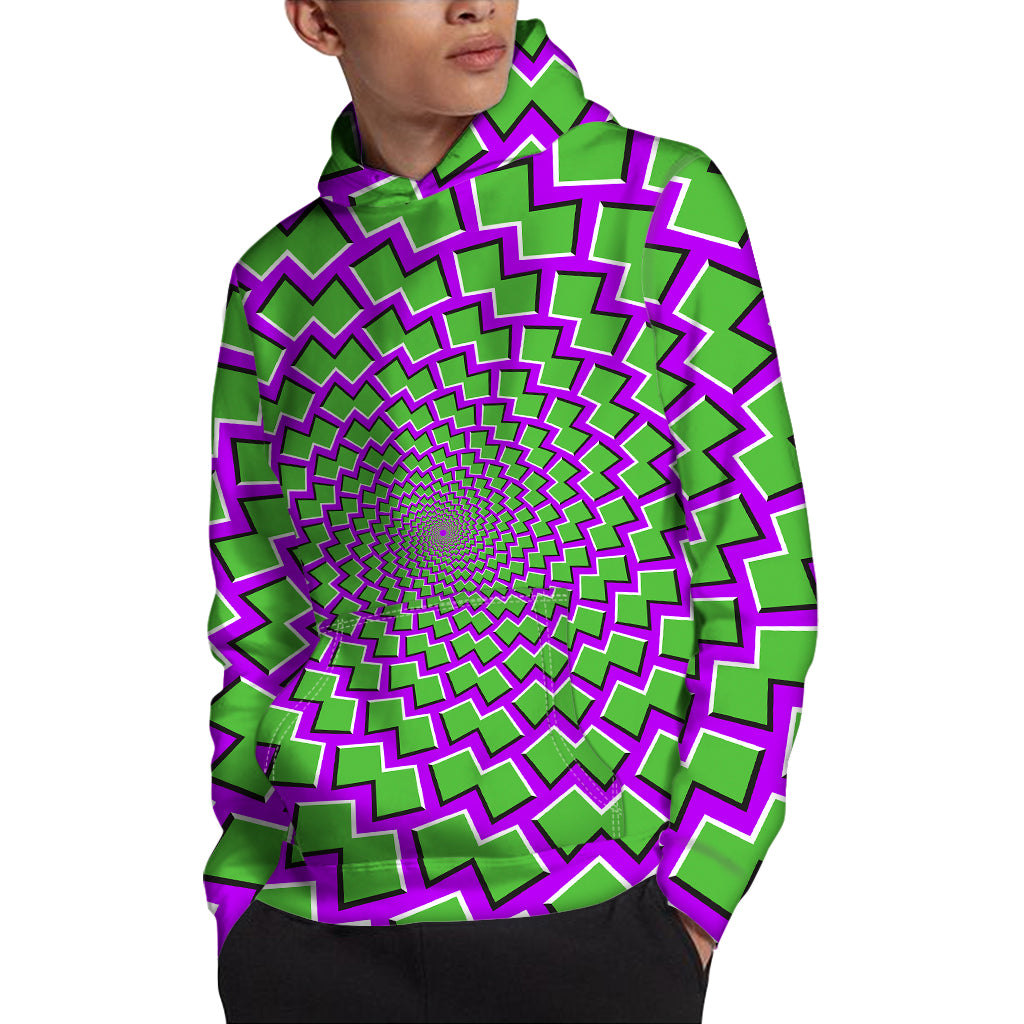 Green Shapes Moving Optical Illusion Pullover Hoodie
