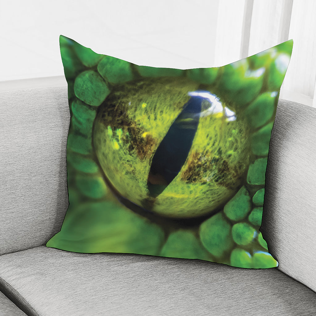Green Snake Eye Print Pillow Cover