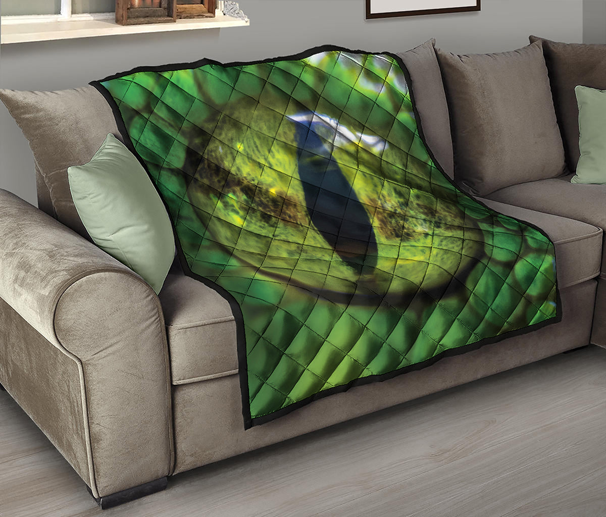 Green Snake Eye Print Quilt