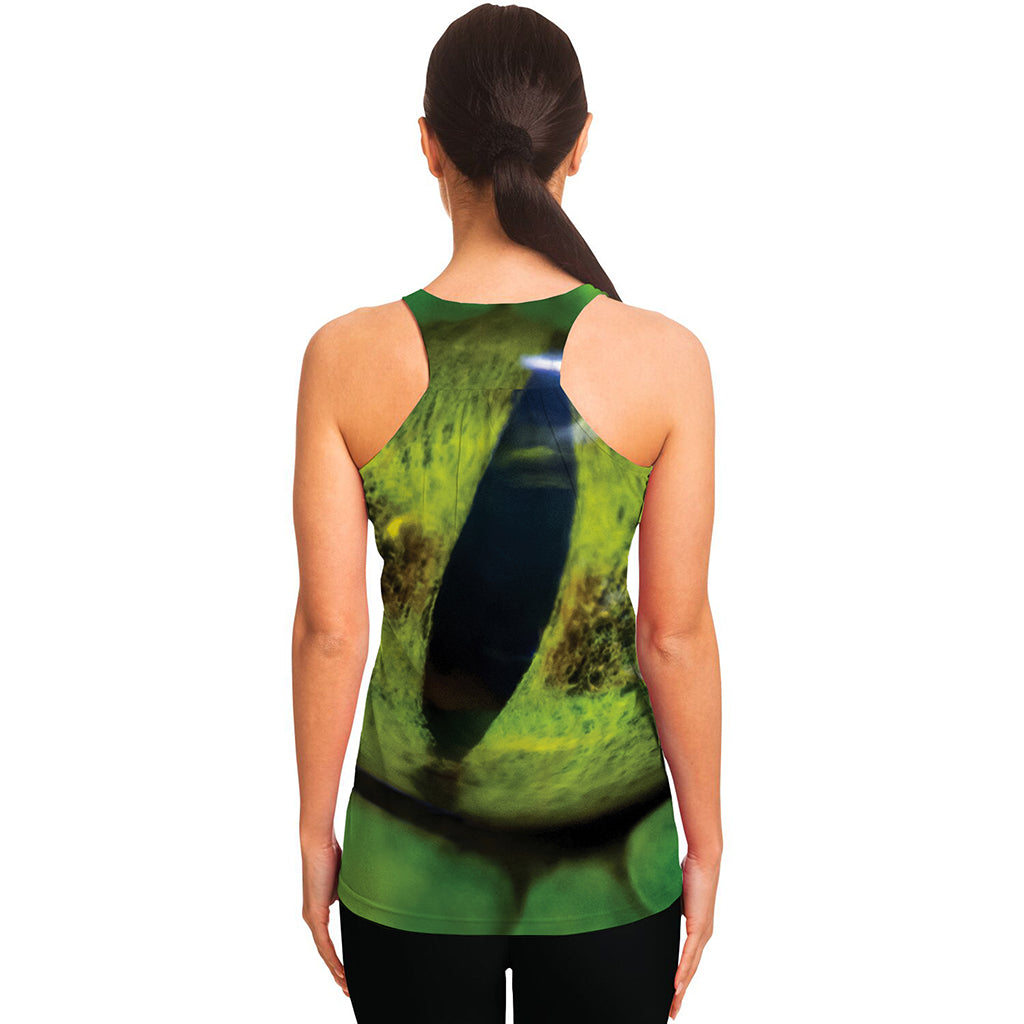 Green Snake Eye Print Women's Racerback Tank Top