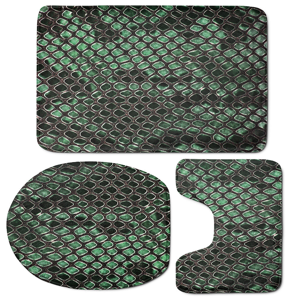 Green Snakeskin Print 3 Piece Bath Mat Set