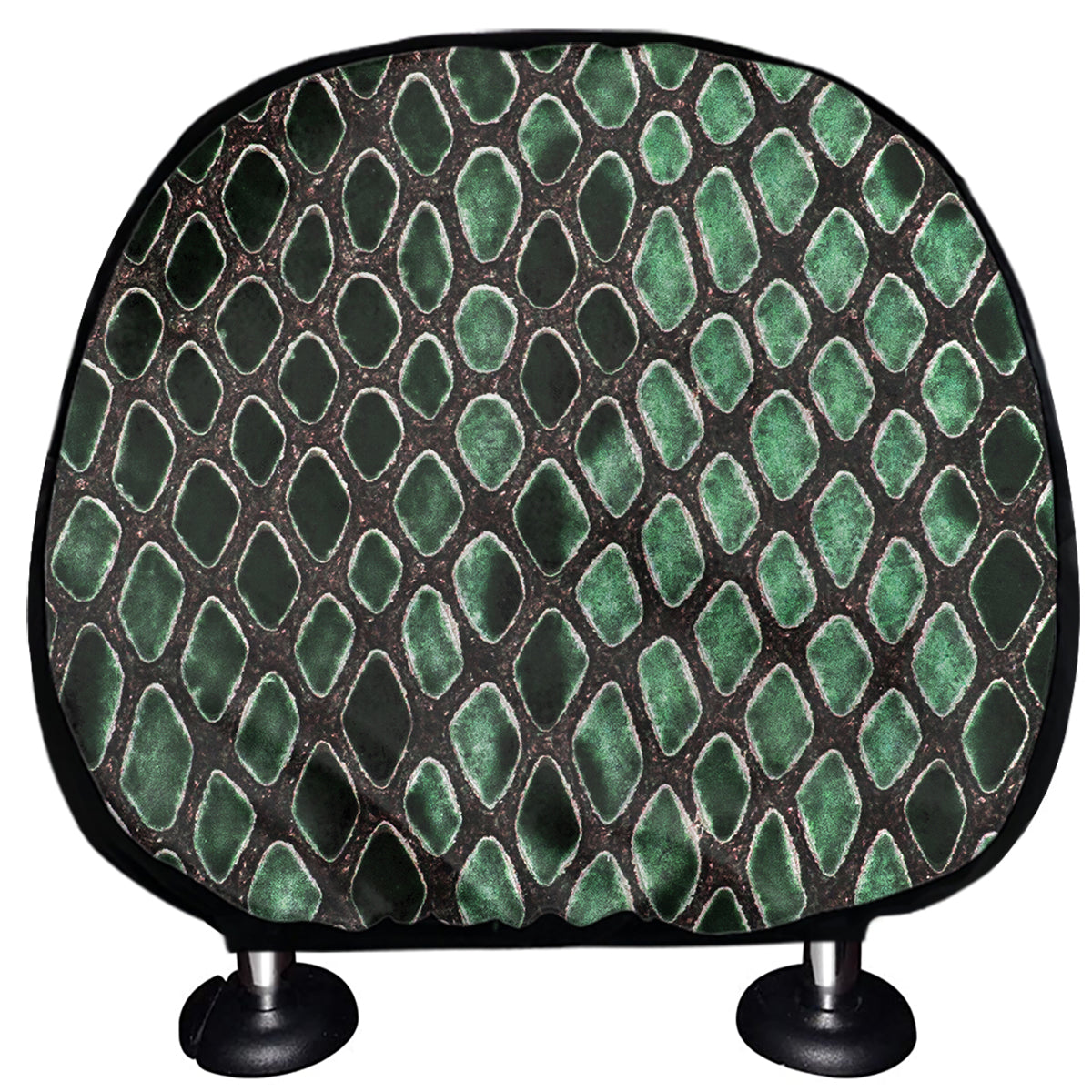 Green Snakeskin Print Car Headrest Covers
