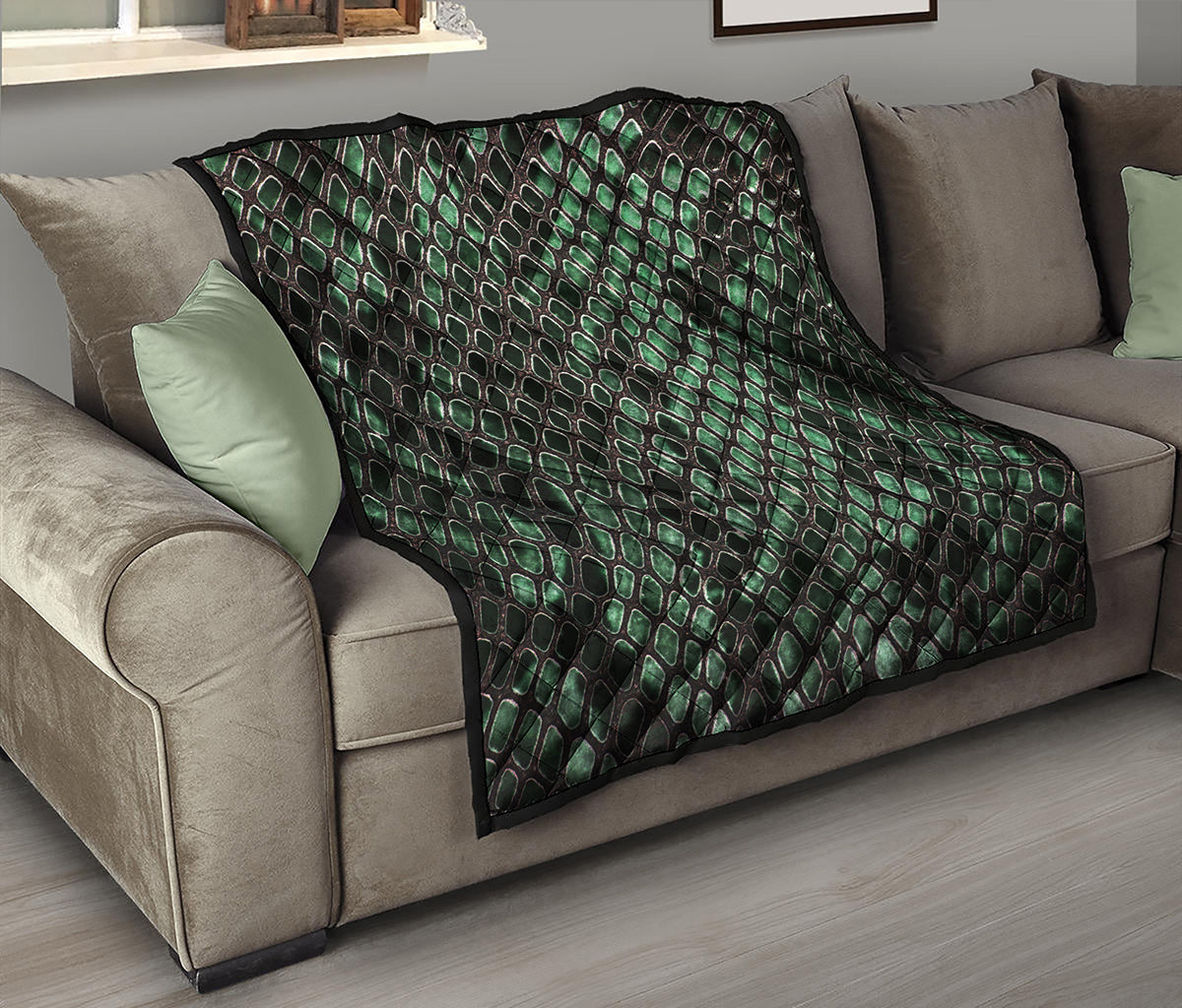 Green Snakeskin Print Quilt