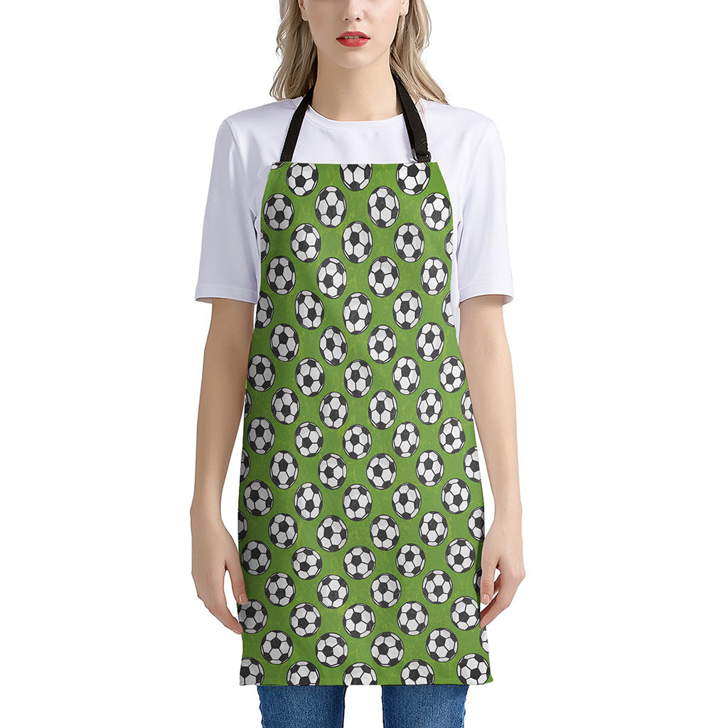 Green Soccer Ball Pattern Print Apron