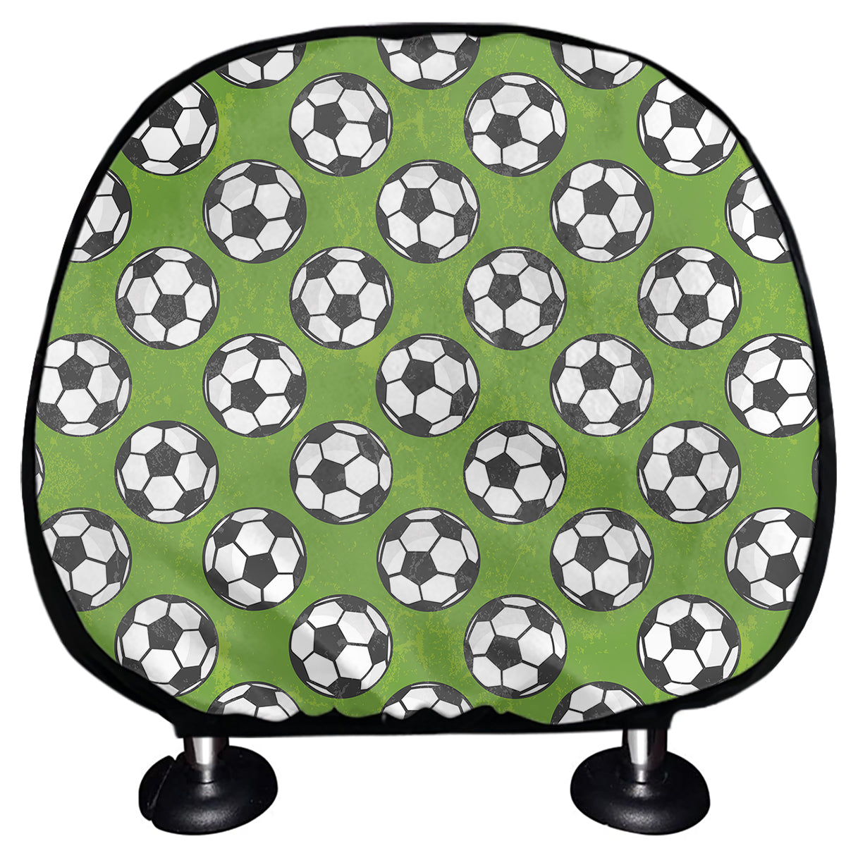 Green Soccer Ball Pattern Print Car Headrest Covers